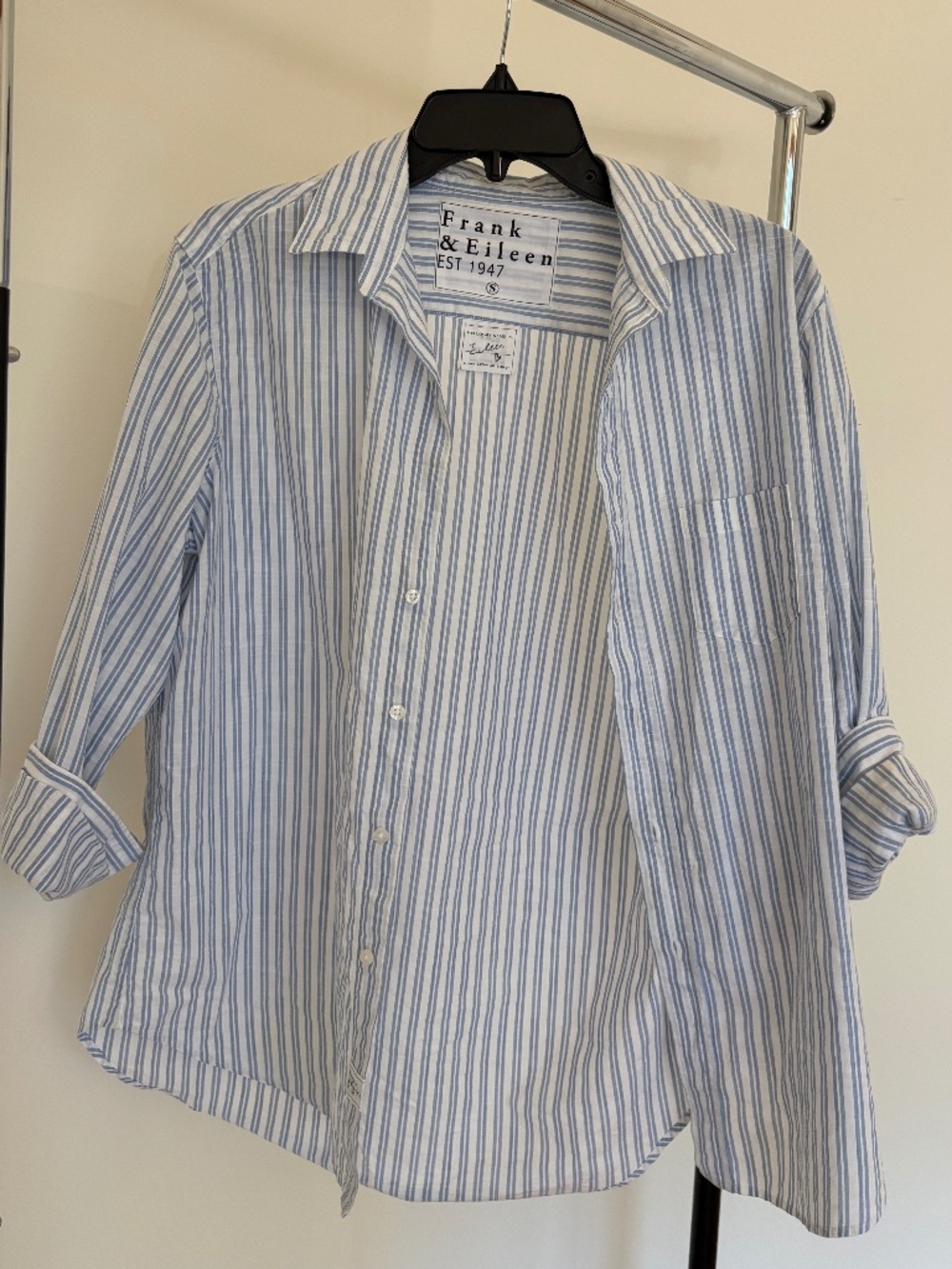 Frank & Eileen Eileen Blue White Stripe Button Down Shirt Size S